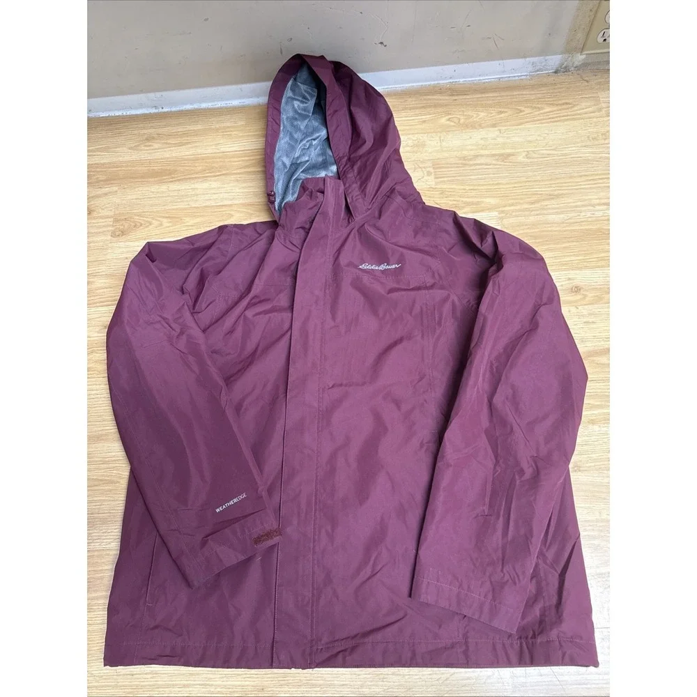 Eddie Bauer Weatheredge Packable Rainfoil Hooded Jacket - Mens Large - Maroon